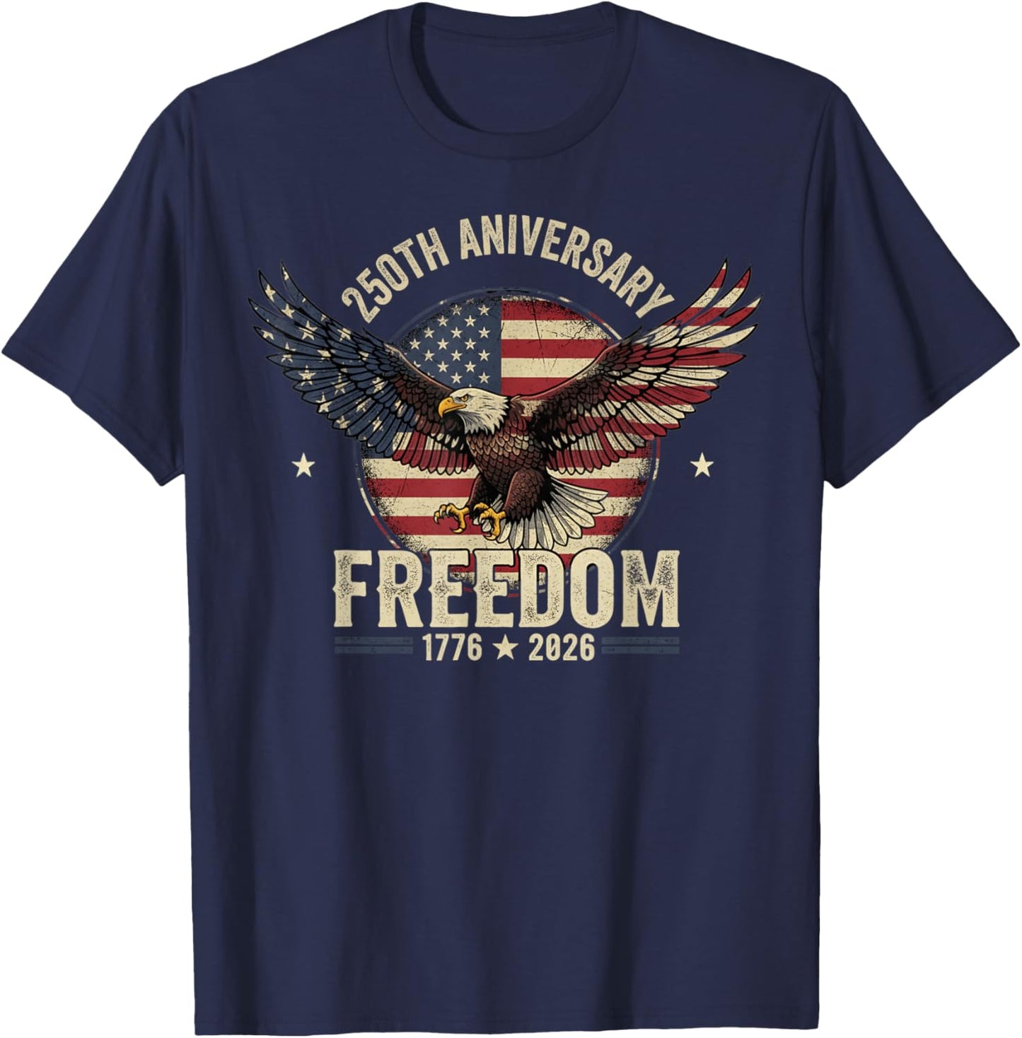 4th of July American Flag Patriotic USA 2026 T-Shirt - T-Shirt | Navy