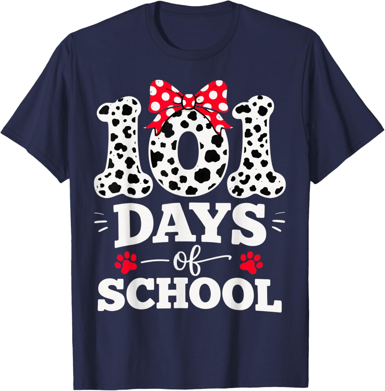 Funny 101 Days of School Funny Dog Kids Student Teacher T-Shirt - T-Shirt | Navy