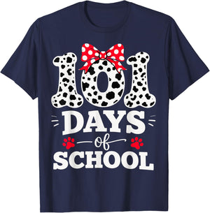 Funny 101 Days of School Funny Dog Kids Student Teacher T-Shirt - T-Shirt | Navy