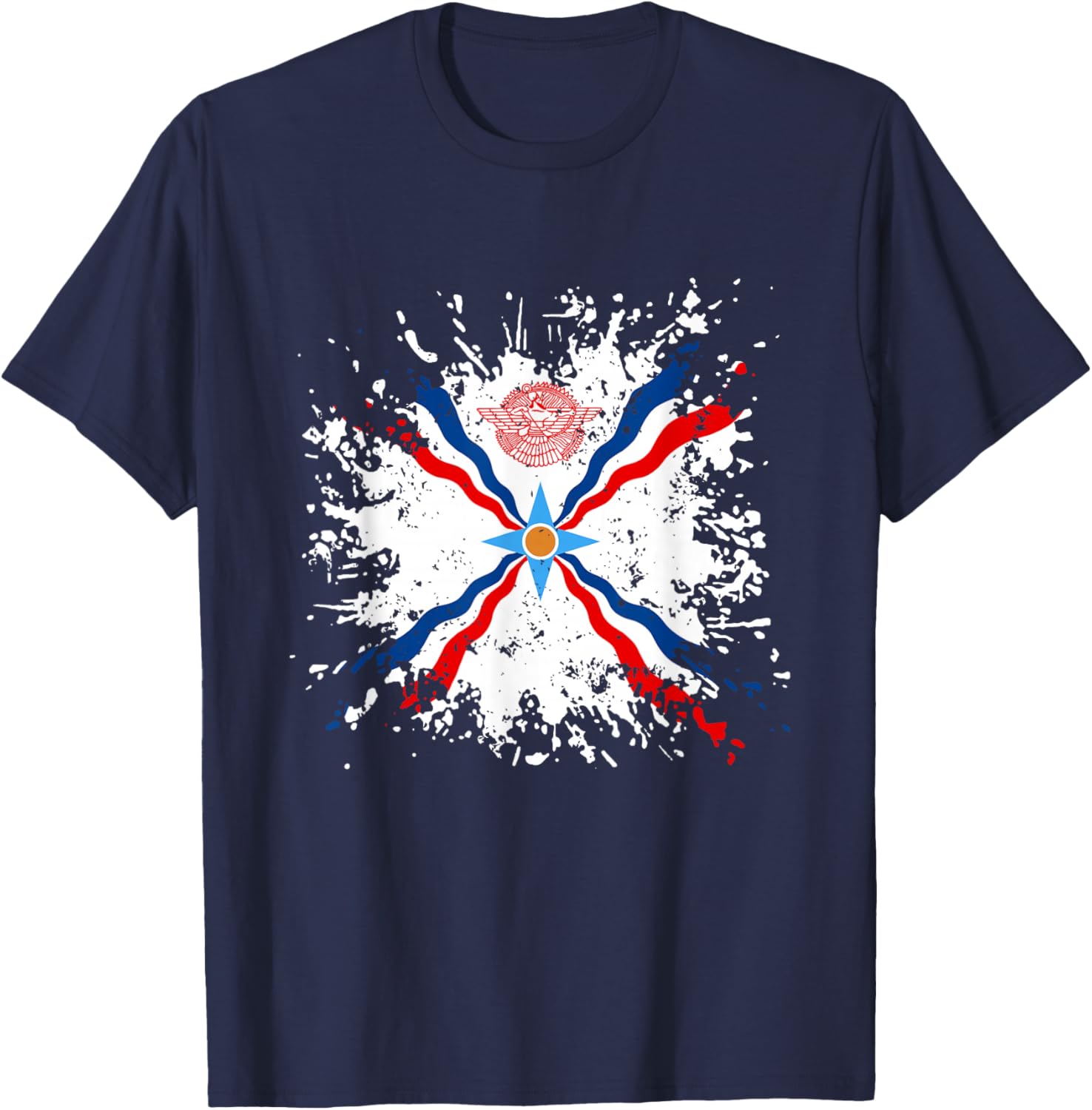 Assyrian Ashur Flag,Ashur Emblem,Suryoyo Syriac,Syria,Iraq T-Shirt - T-Shirt | Navy