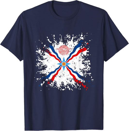 Assyrian Ashur Flag,Ashur Emblem,Suryoyo Syriac,Syria,Iraq T-Shirt - T-Shirt | Navy