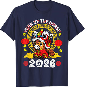 Chinese New Year 2026 Year of The Horse Lunar New Year 2026 T-Shirt - T-Shirt | Navy