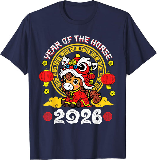 Chinese New Year 2026 Year of The Horse Lunar New Year 2026 T-Shirt - T-Shirt | Navy