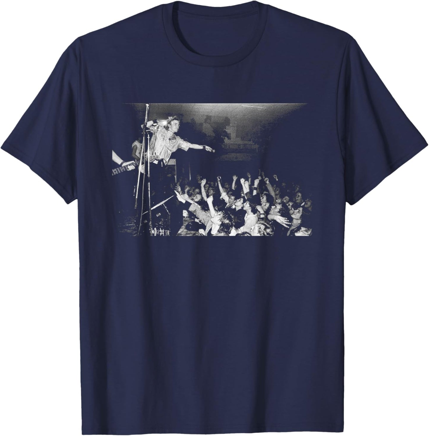 Johnny Rotten Works The Crowd Sex Pistols Holland 1977 T-Shirt - T-Shirt | Navy