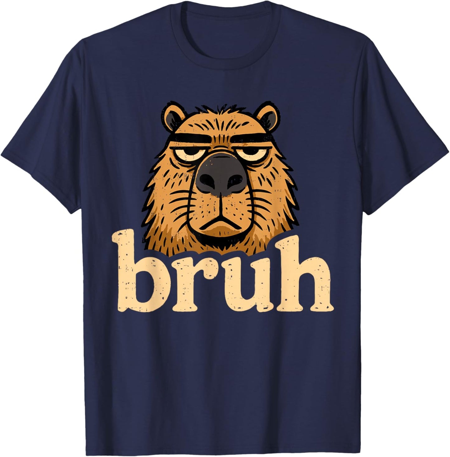Funny Capybara Bruh Sarcastic Animal Meme Boys Teens Kids T-Shirt - T-Shirt | Navy