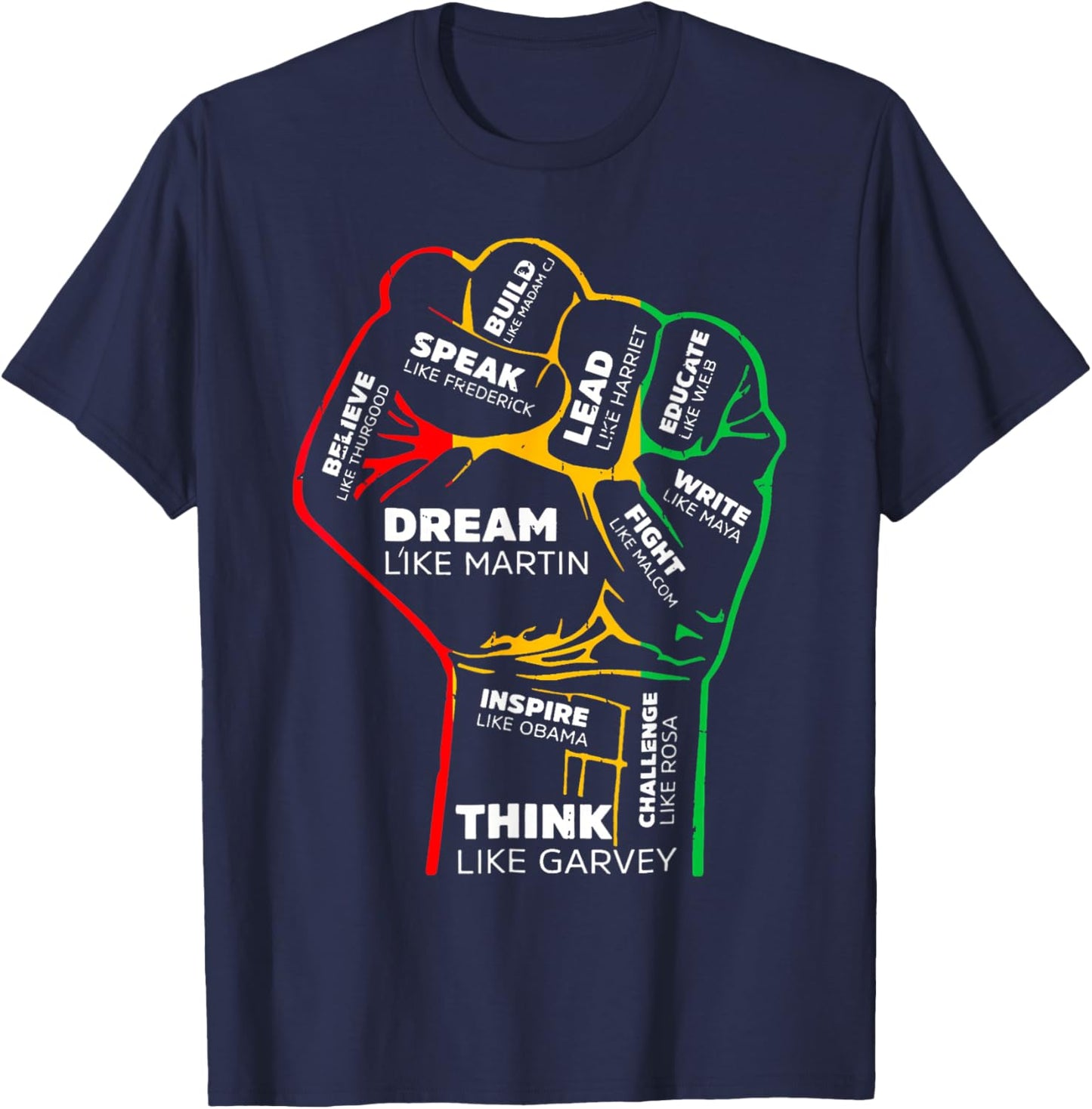 Power Fist Hand Shirt Insing Black Black History T-Shirt - T-Shirt | Navy