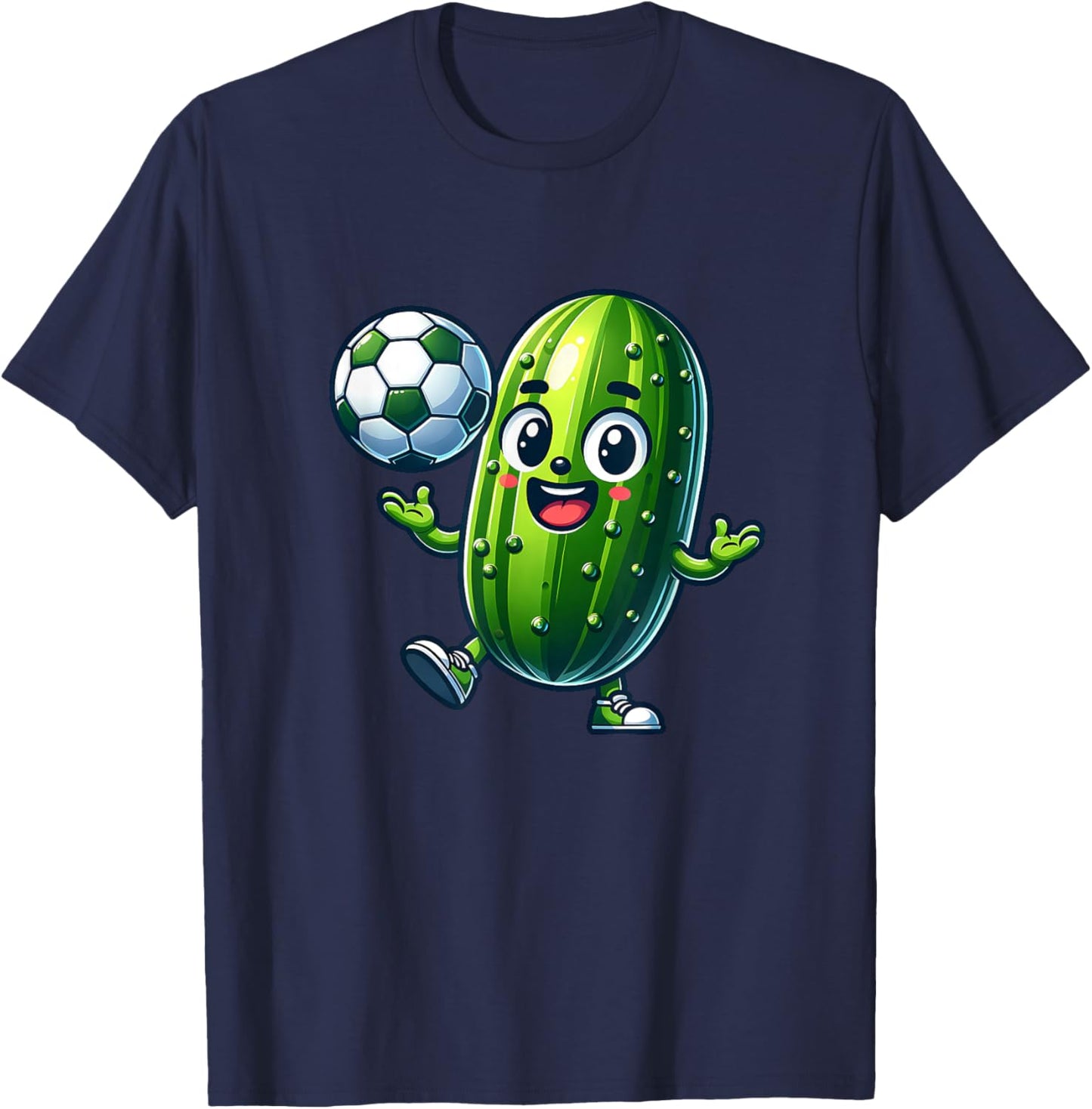 Soccer Pickle Mascot Cute Cartoon Football Humor T-Shirt - T-Shirt | Navy