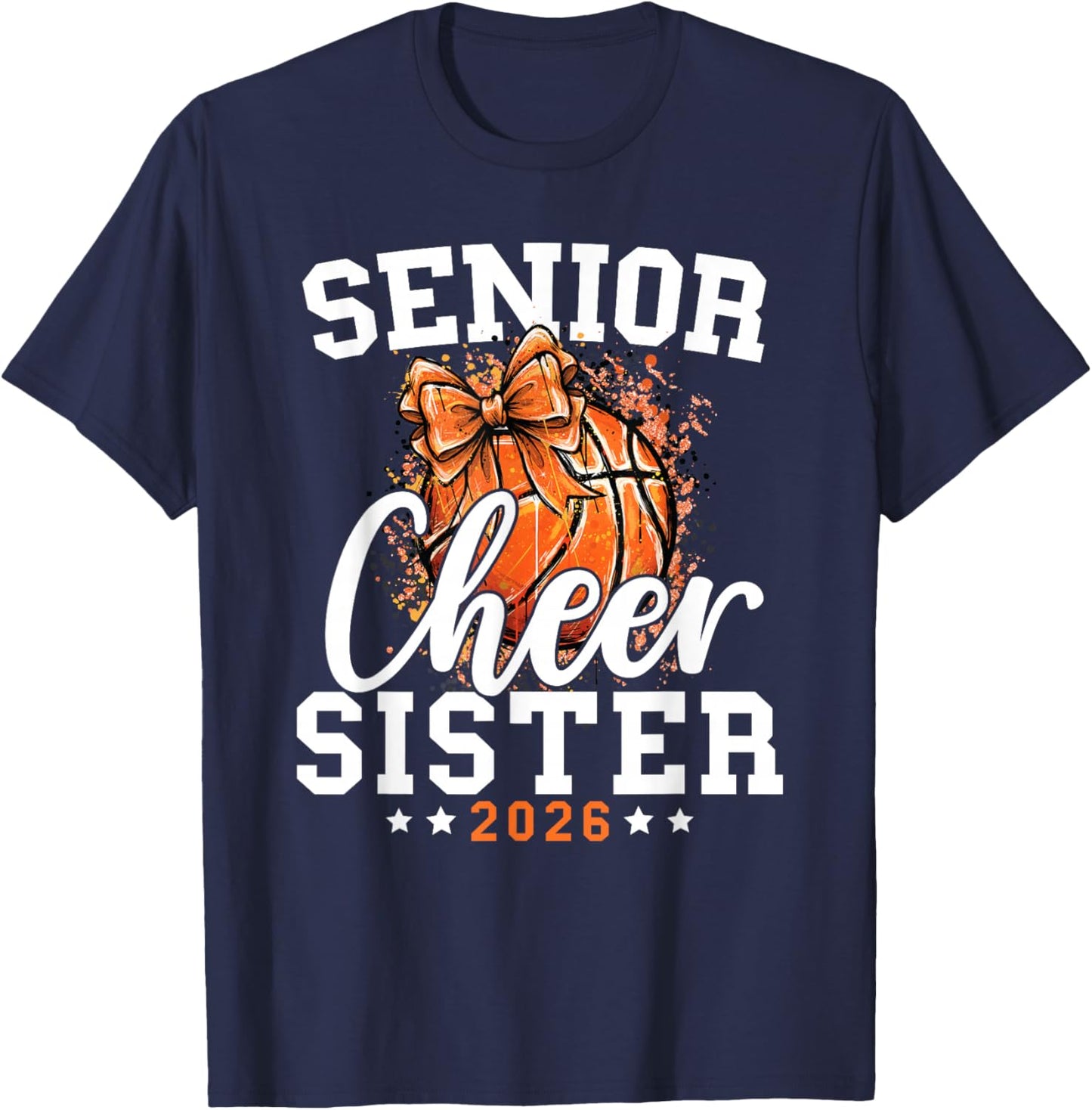 Loud Proud Basketball Cheer Senior Sister 2026 Cheerleading T-Shirt - T-Shirt | Navy