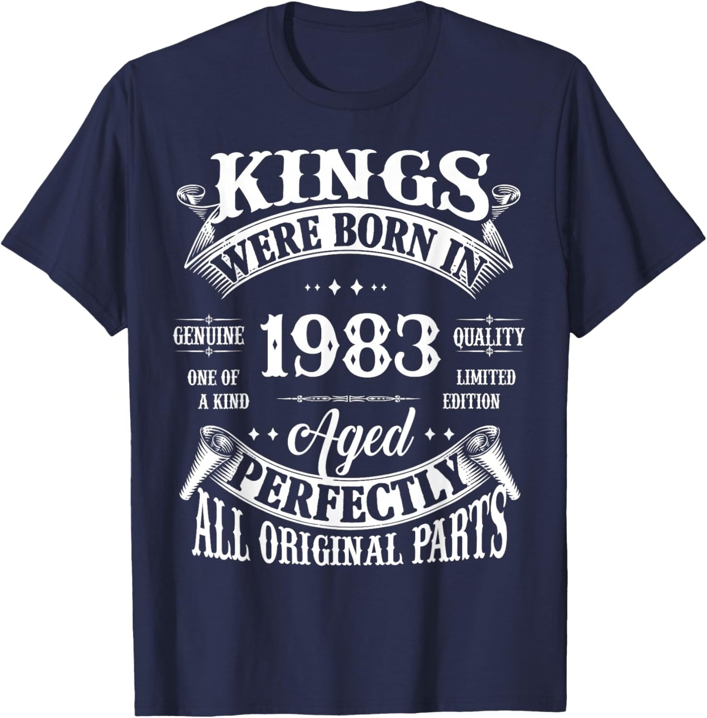 43rd Birthday Gift Vintage Kings Born in 1983 43 Years Old T-Shirt - T-Shirt | Navy