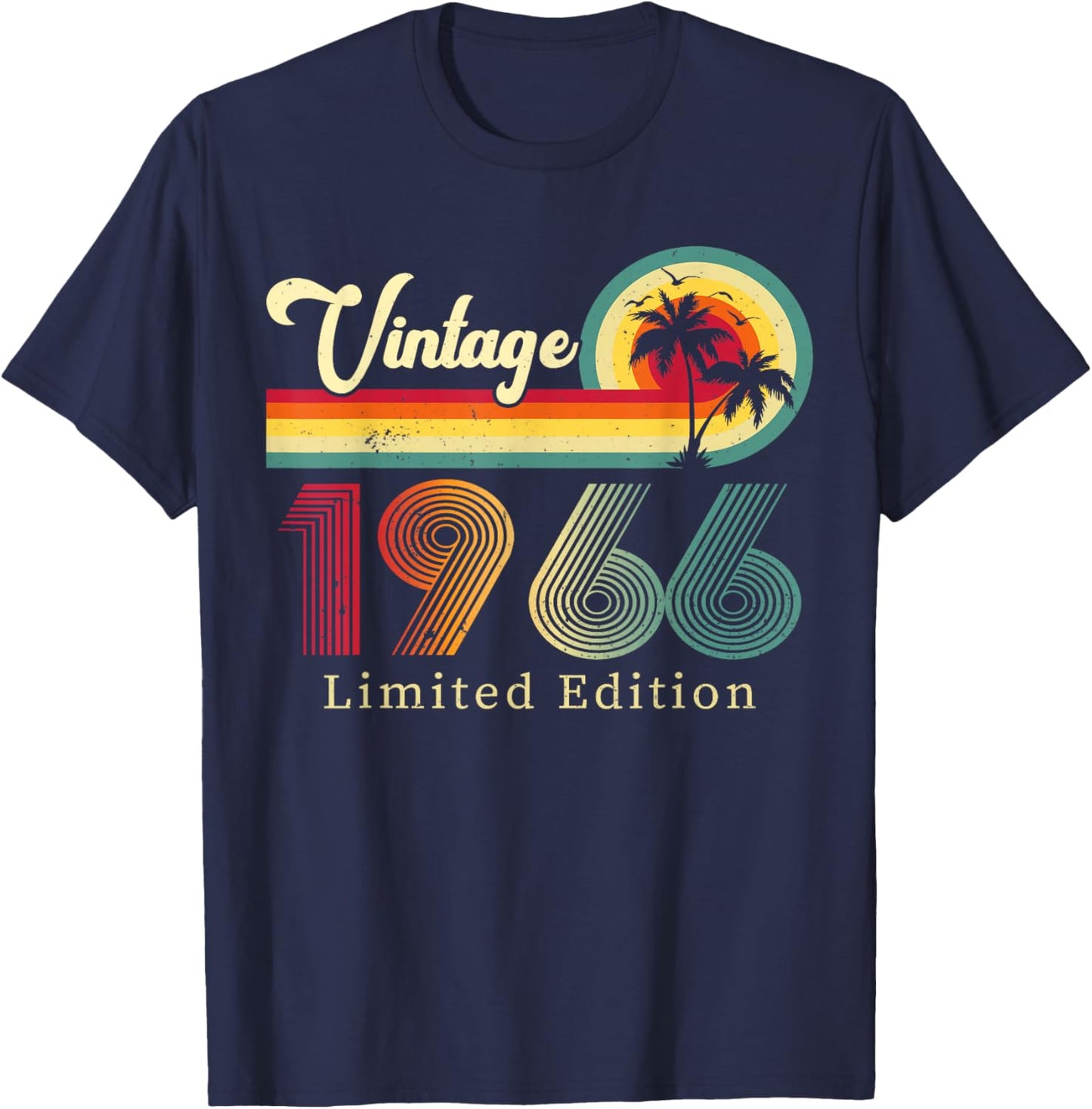 Vintage 1966 Classic 60th Birthday Retro Turnin 60 Years Old T-Shirt - T-Shirt | Navy