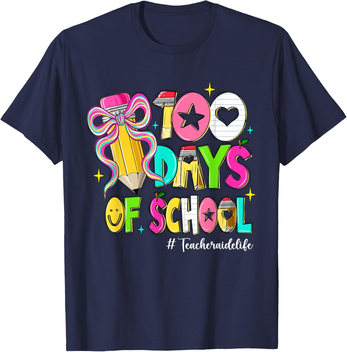 Bow Pencil Cute T-Shirt - T-Shirt | Navy