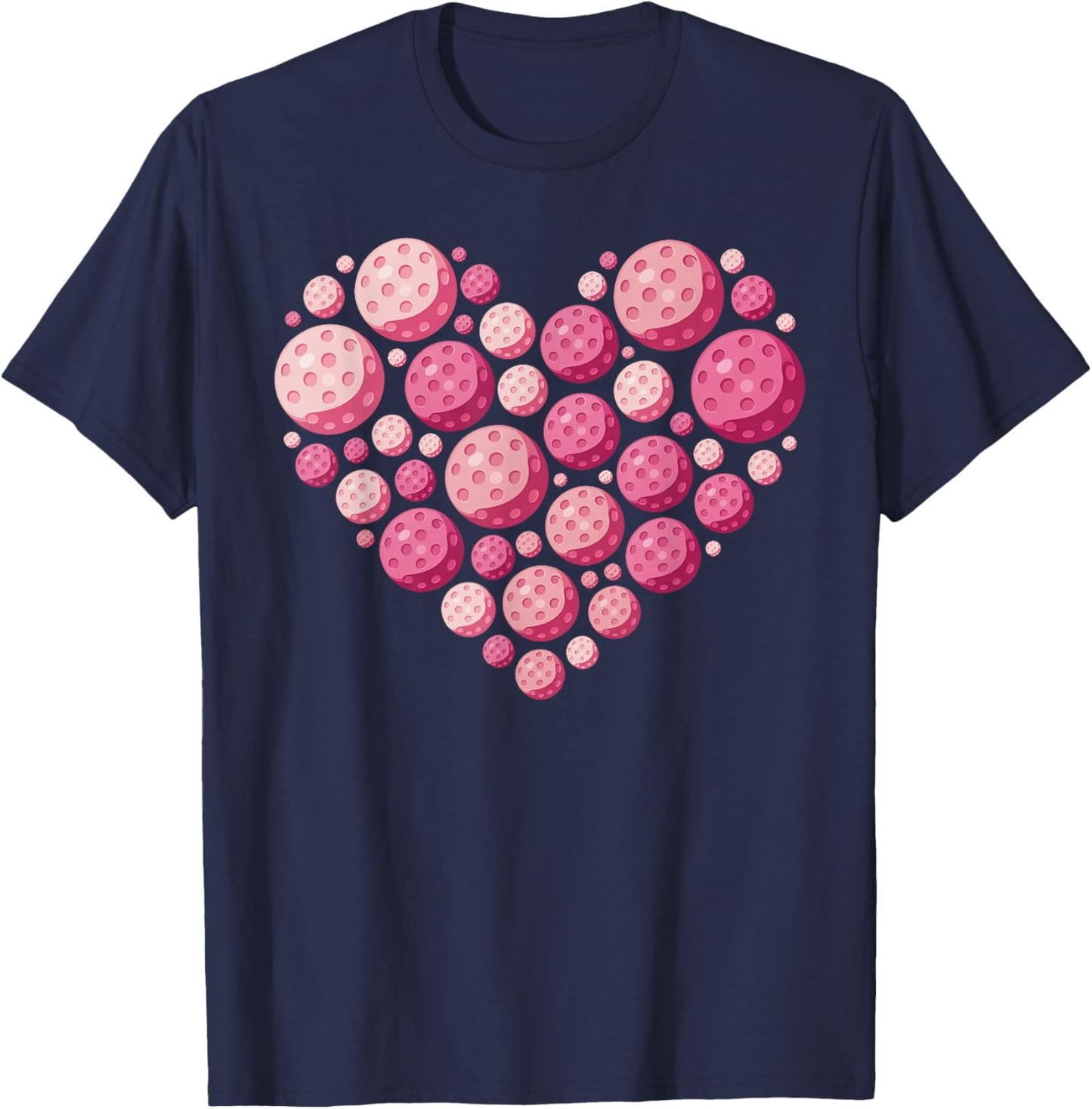 Pickleball Heart Valentine's Day Pickleball Lover Women Girl T-Shirt - T-Shirt | Navy