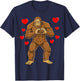 Bigfoot Valentines Day Heart Hands Funny Sasquatch Love T-Shirt - T-Shirt | Navy