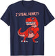 I Steal Hearts Dinosaur Trex Dino Love Valentines T-Shirt - T-Shirt | Navy