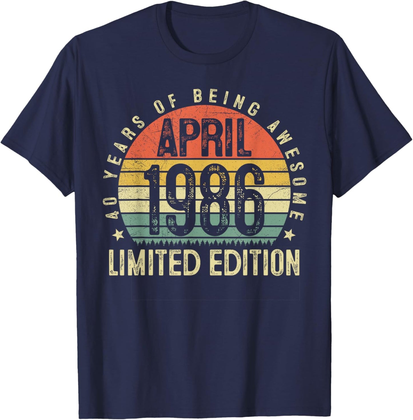 40 Year Old Vintage April 1986 Retro 40th Birthday Men Him T-Shirt - T-Shirt | Navy