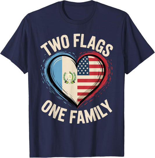 Two Flags One Family American Guatemalan USA America T-Shirt - T-Shirt | Navy
