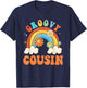 Groovy Cousin Retro Flower Rainbow Matching Family T-Shirt - T-Shirt | Navy