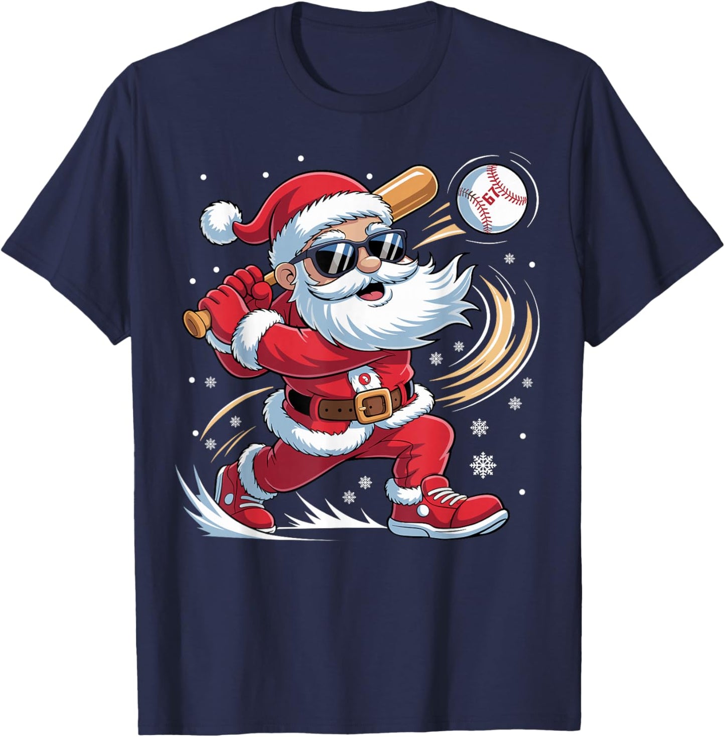 Funny Santa Baseball 67 Meme Christmas Matching Boys Kids T-Shirt - T-Shirt | Navy