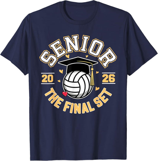 Senior Mom Class of 2026 Volleyball The Final Set T-Shirt - T-Shirt | Navy