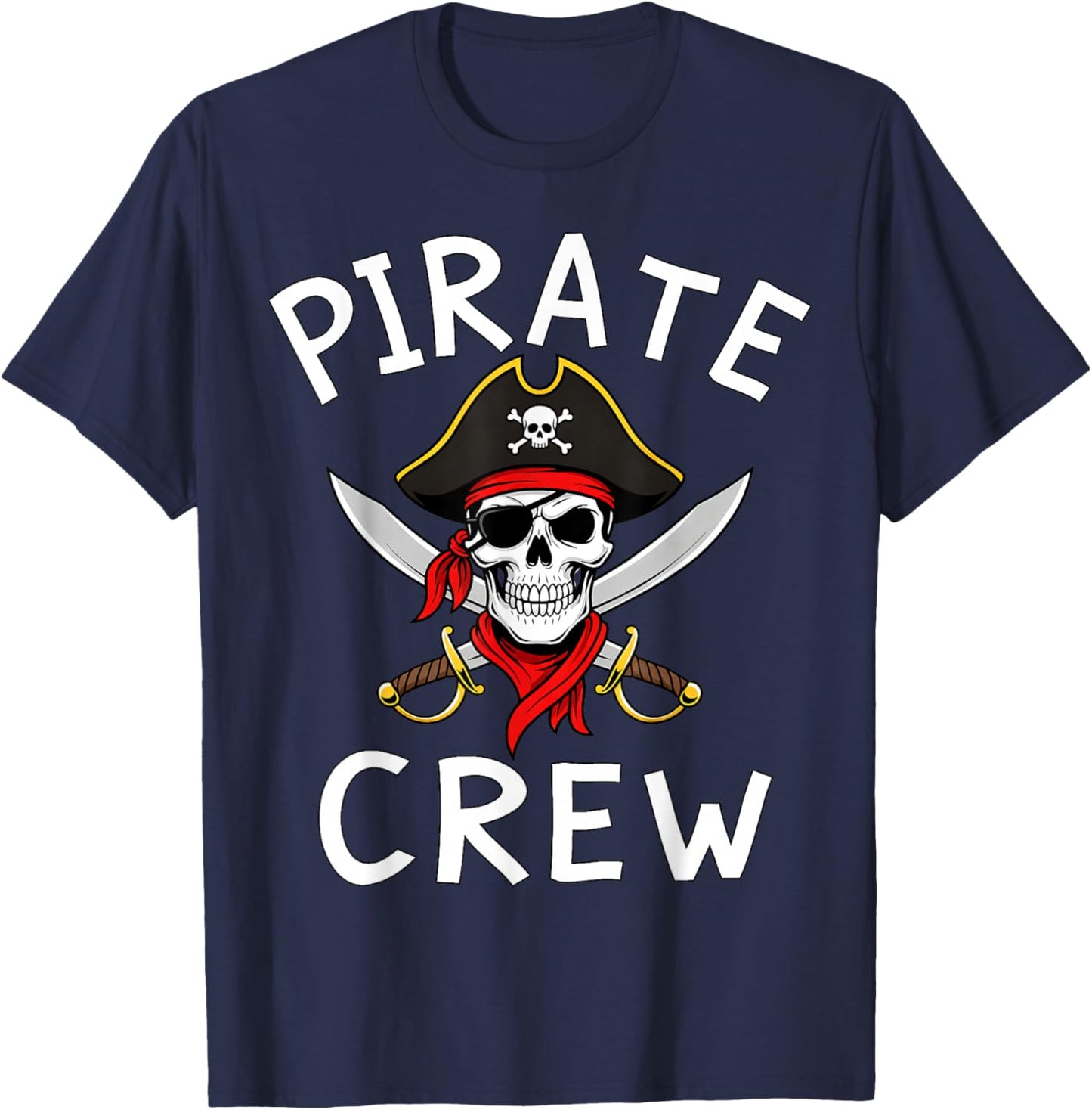 Kids Boys Pirate Crew Birthday Party Supplies Group Matching T-Shirt - T-Shirt | Navy