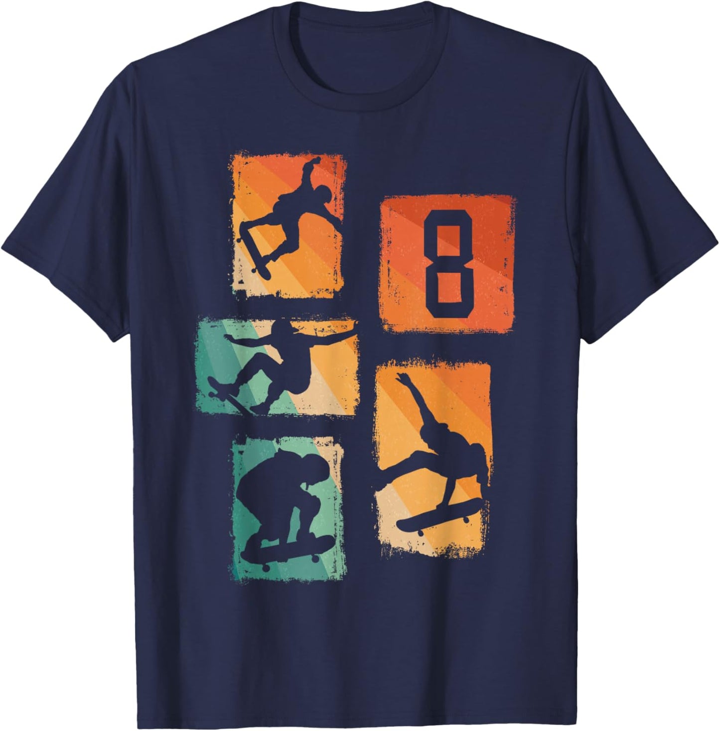 8th Birthday Skateboard Skateboarder Skater 8 Year Old Boy T-Shirt - T-Shirt | Navy