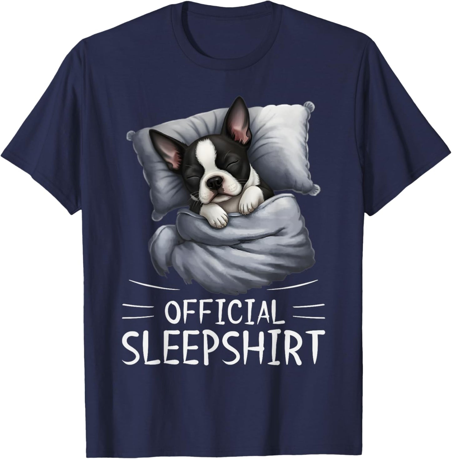 Boston Terrier Dog Official Sleepshirt Pajamas Nightgown T-Shirt - T-Shirt | Navy