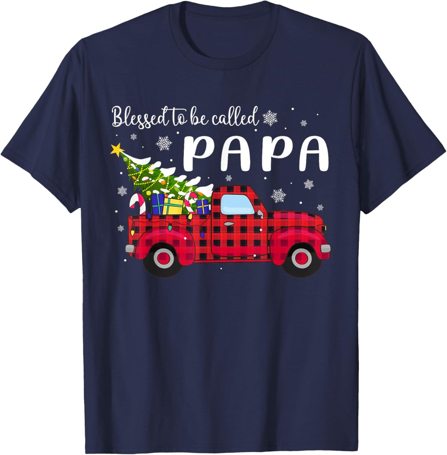 Blessed to Be Called Papa Truck Xmas - Christmas T-Shirt - T-Shirt | Navy