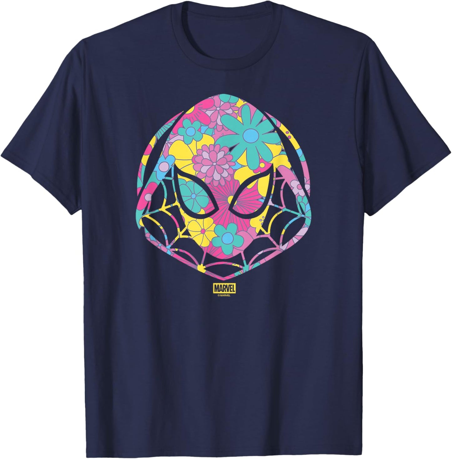 Spider-Man - Floral Ghost Spider Logo T-Shirt - T-Shirt | Navy