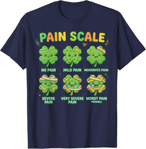 Pain Scale Shamrock Nurse St Patricks Day Pain Assessment T-Shirt - T-Shirt | Navy