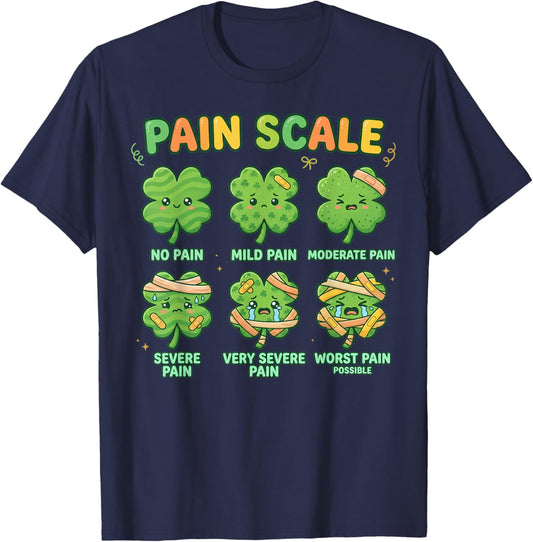 Pain Scale Shamrock Nurse St Patricks Day Pain Assessment T-Shirt - T-Shirt | Navy