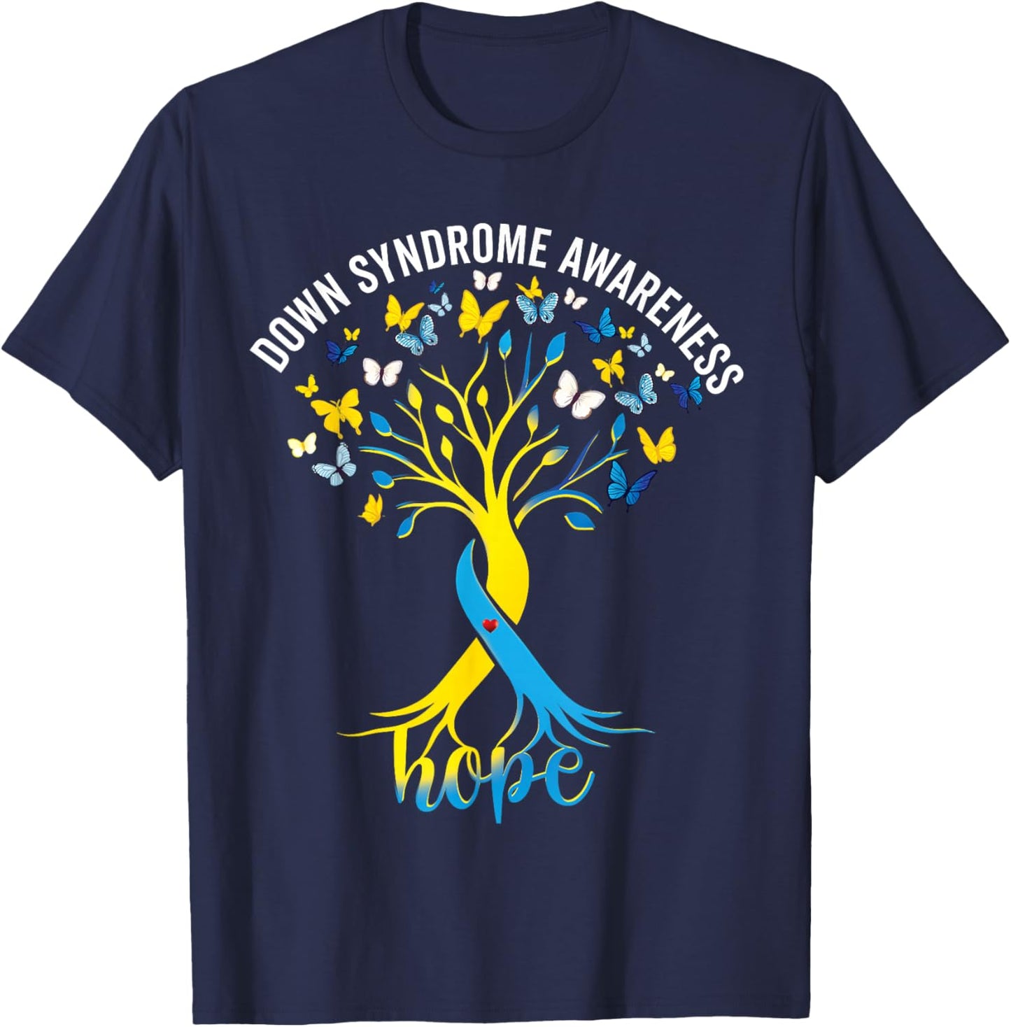 Down Syndrome Awareness Ribbon Tree Hope T21 Men Women Kids T-Shirt - T-Shirt | Navy