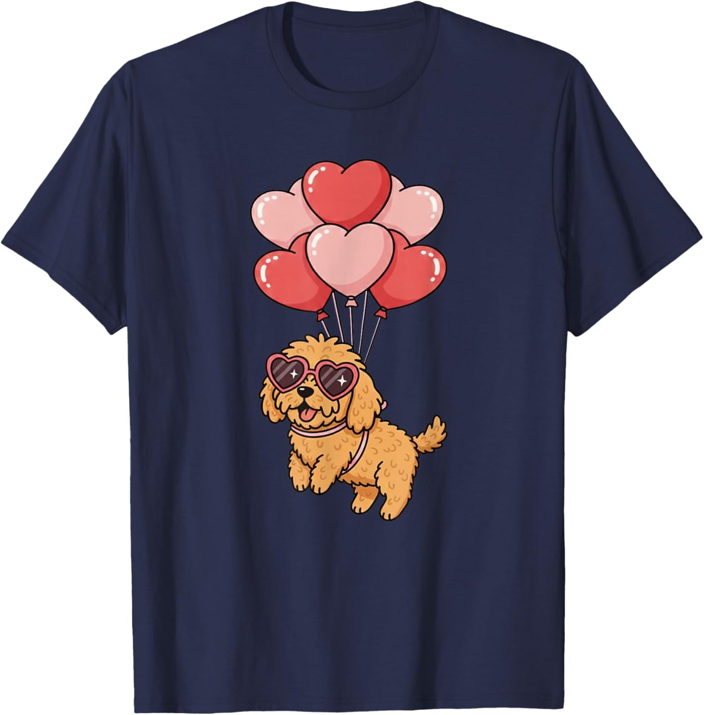 Funny Valentines Day Heart Balloons Goldendoodle Dog Lover T-Shirt - T-Shirt | Navy