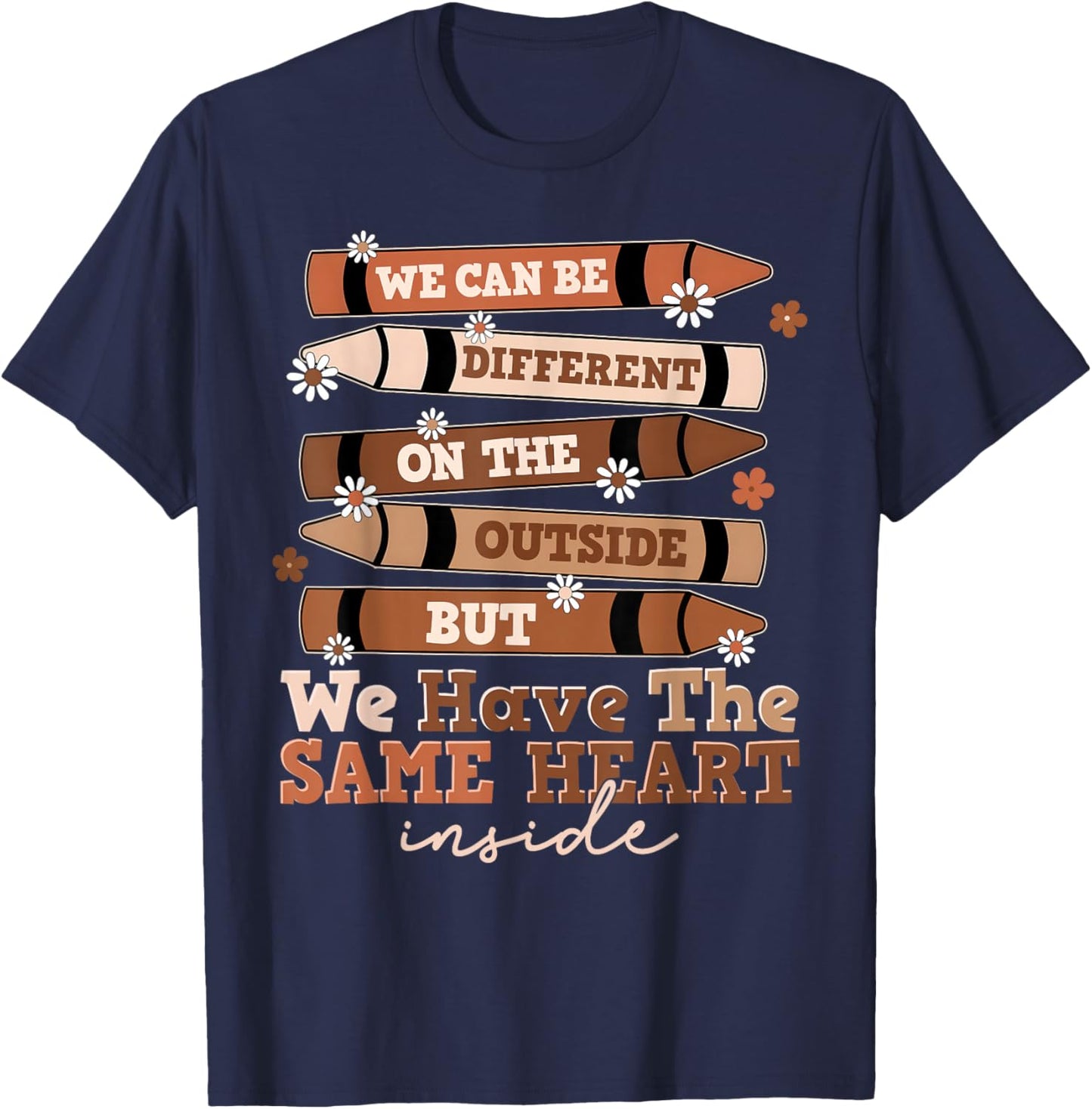 Black History Month Different Outside Same Heart Inside T-Shirt - T-Shirt | Navy