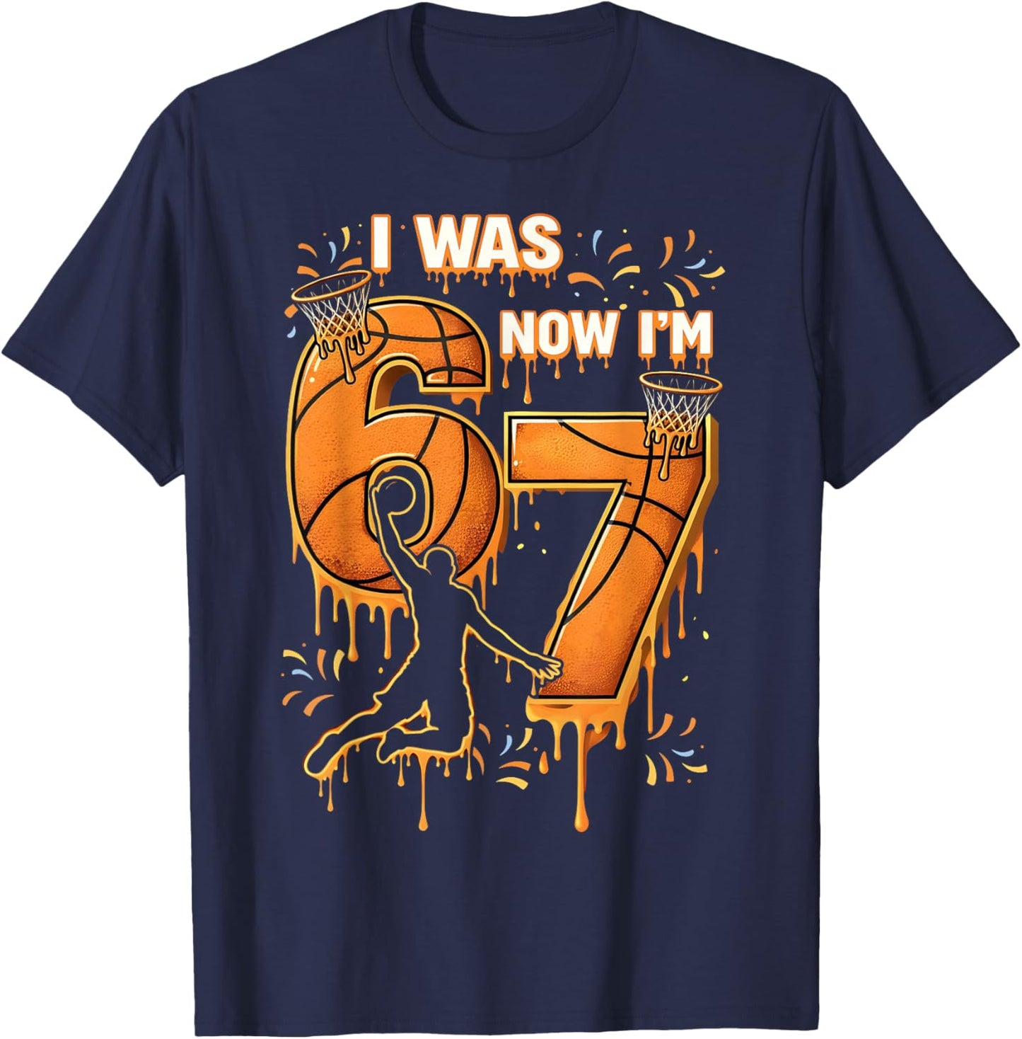 I was 6 Now I'm 7 Basketball Birthday Boy Gift Boys Kids T-Shirt - T-Shirt | Navy