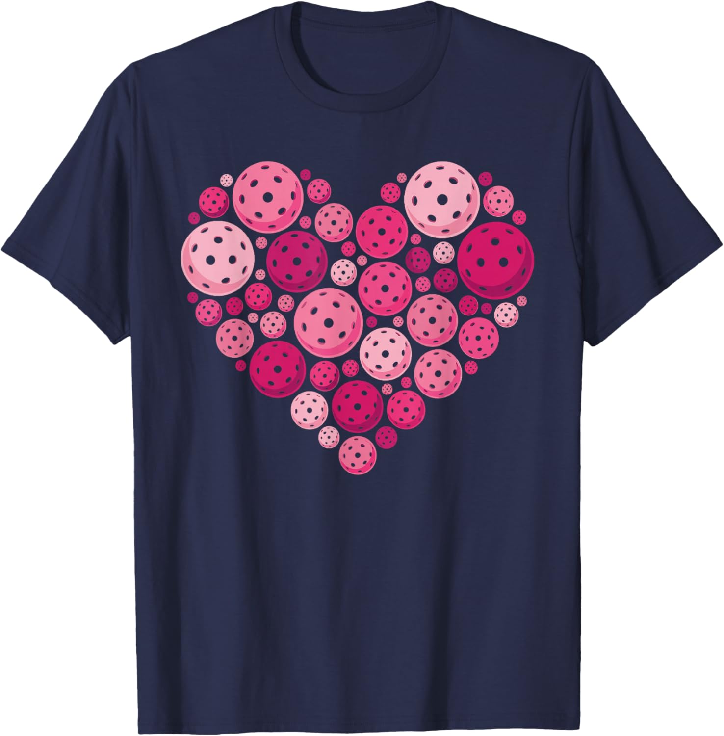 Pickleball Heart Valentine's Day Pickleball Lover Women Girl T-Shirt - T-Shirt | Navy