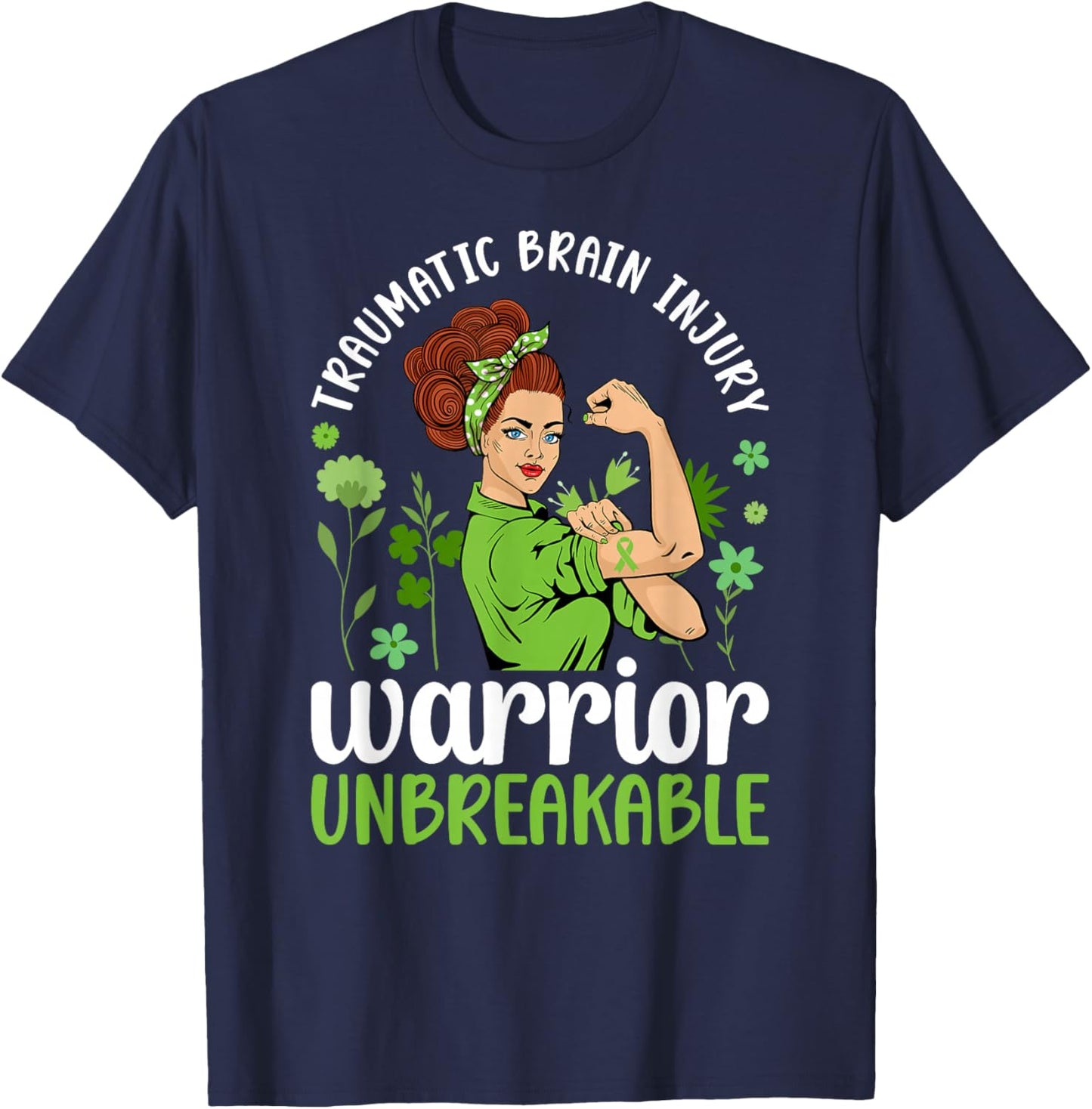 Traumatic Brain Injury Warrior Unbreakable TBI Awareness T-Shirt - T-Shirt | Navy