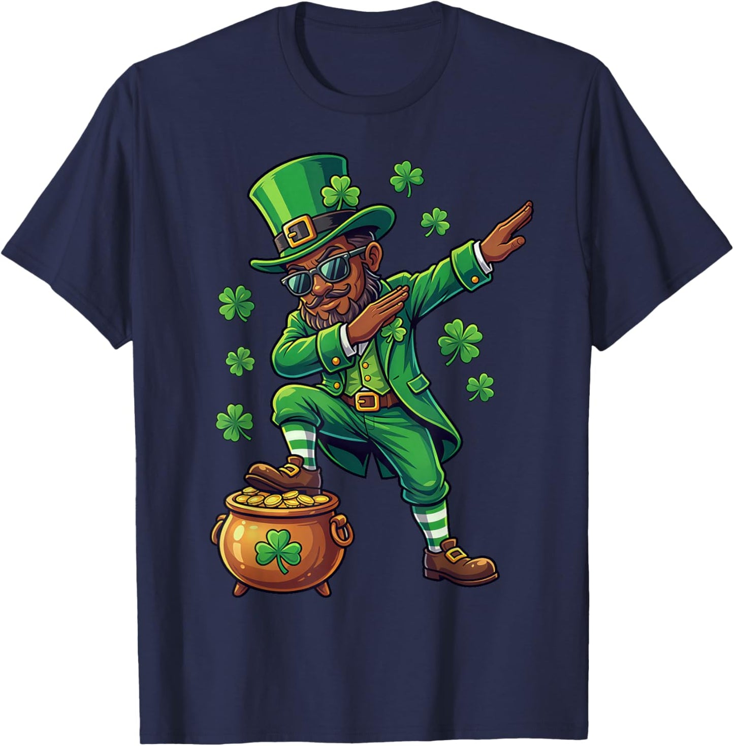 St Patricks Day Dabbing Leprechaun Boys Girls Men Dab T-Shirt - T-Shirt | Navy