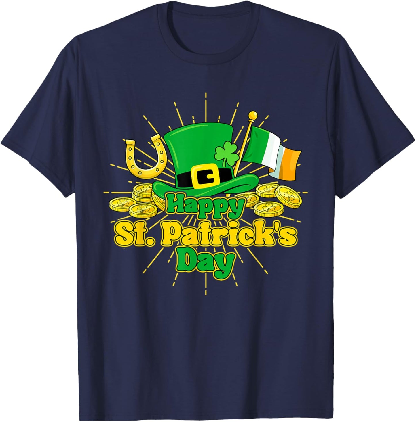 Happy St Patricks Day Green Irish Shamrock Men Women Kids T-Shirt - T-Shirt | Navy