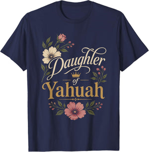 Daughter of YAHUAH Rose Set-Apart T-Shirt - T-Shirt | Navy