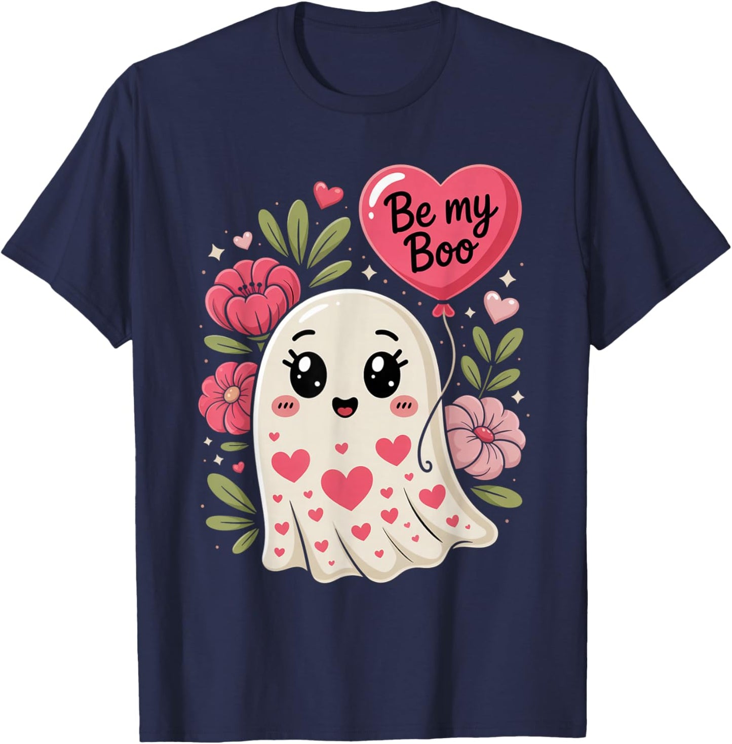 Be My Boo Cute Ghost Valentine´s Day Love T-Shirt - T-Shirt | Navy
