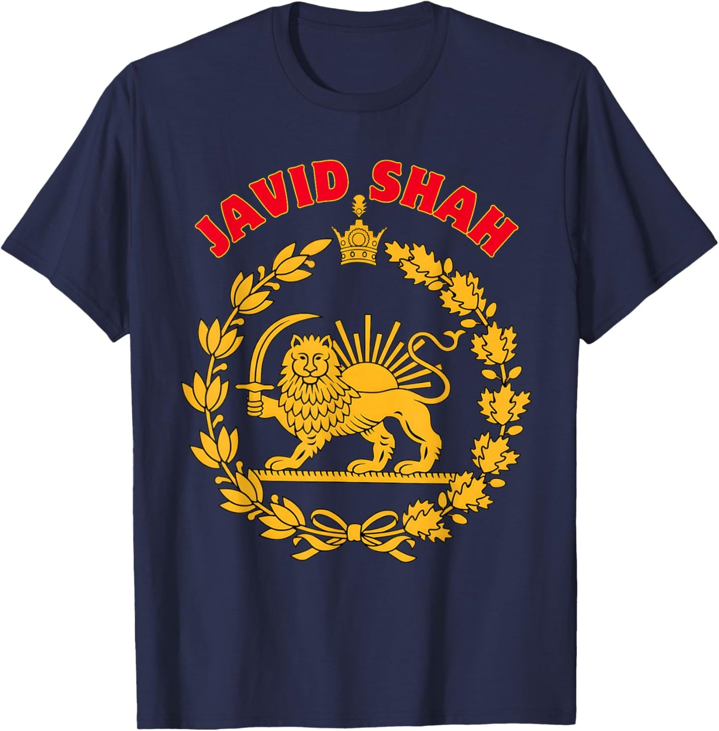 Retro Javid Shah Lion and Sun Iran Persian Flag T-Shirt - T-Shirt | Navy
