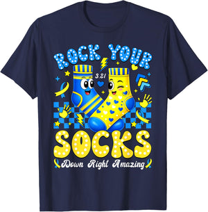 Rock Your Socks World Down Syndrome Awareness Day Women Kids T-Shirt - T-Shirt | Navy