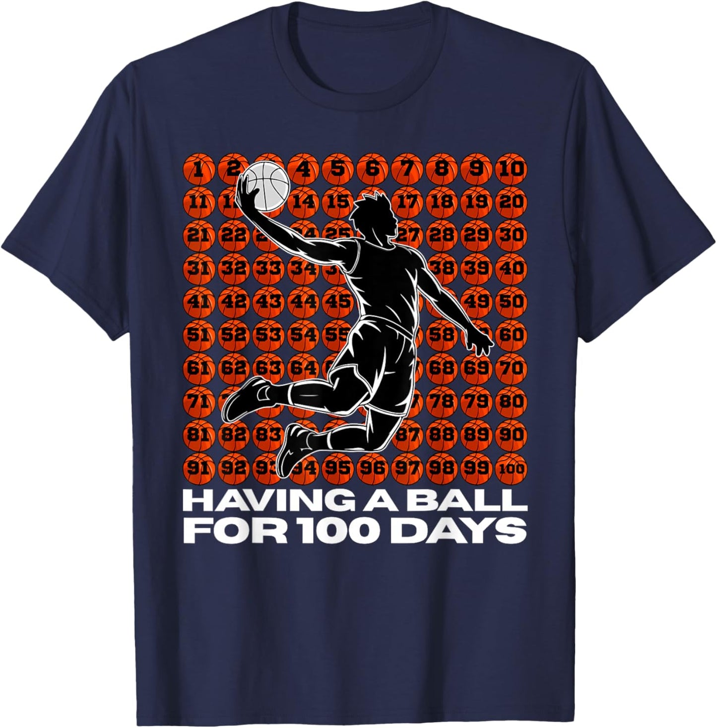 100 Days of School Retro Basketball Sport for Boys Teachers T-Shirt - T-Shirt | Navy