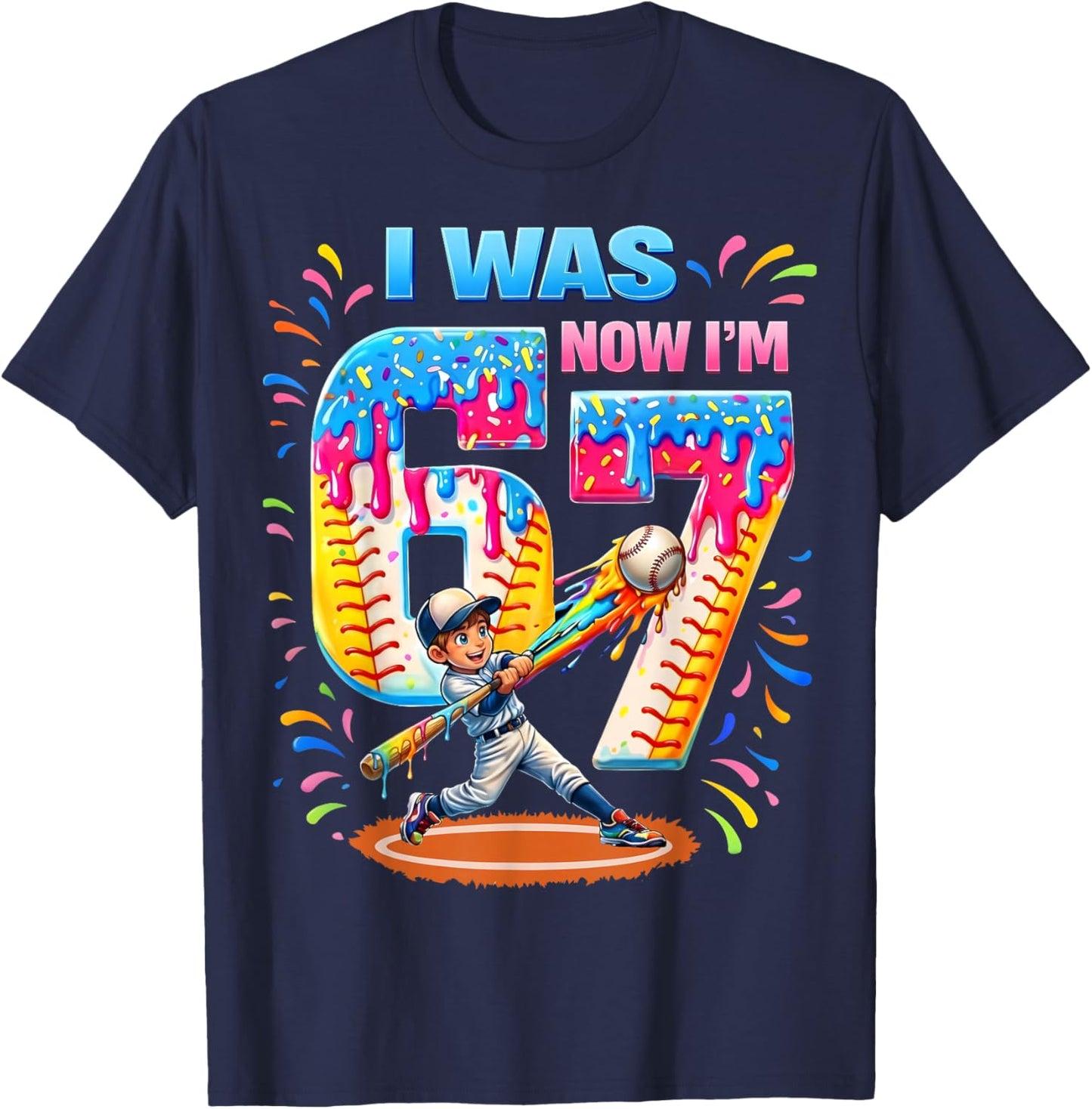 I was 6 Now I'm 7 Baseball Birthday Boy Gifts for Teens Kids T-Shirt - T-Shirt | Navy