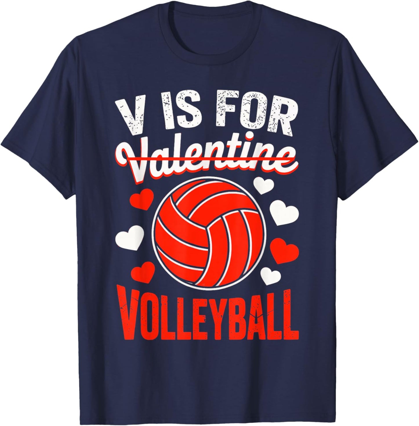 V is for Valentine Volleyball T-Shirt - T-Shirt | Navy