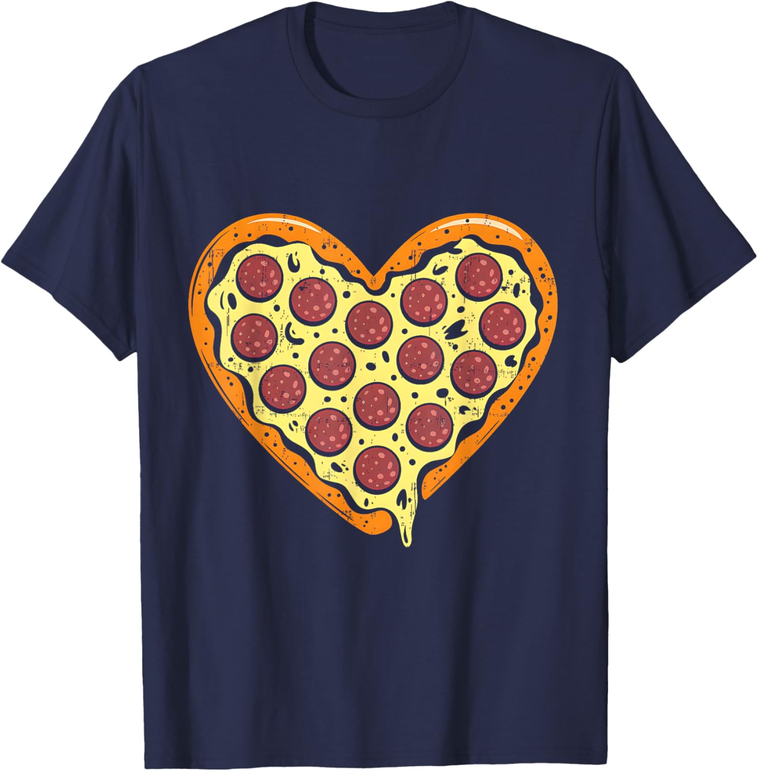 Pizza Heart Cute Valentine Funny Heart Shaped Pizza Lover T-Shirt - T-Shirt | Navy