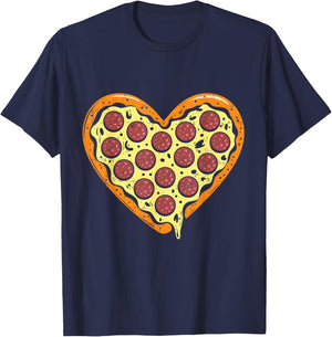 Pizza Heart Cute Valentine Funny Heart Shaped Pizza Lover T-Shirt - T-Shirt | Navy
