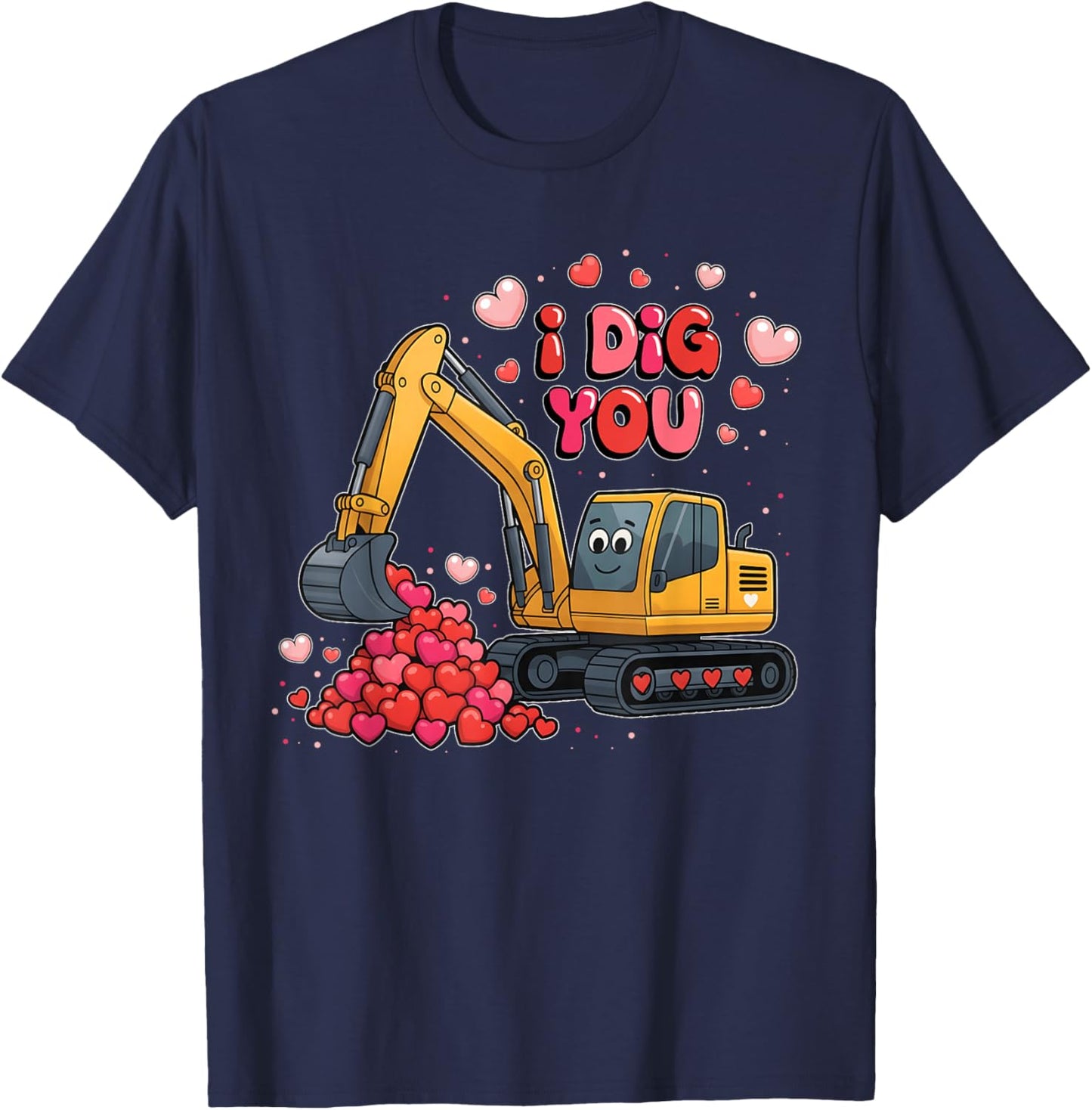 Valentine I Dig You Excavator Love Boy Men Kids Toddler T-Shirt - T-Shirt | Navy