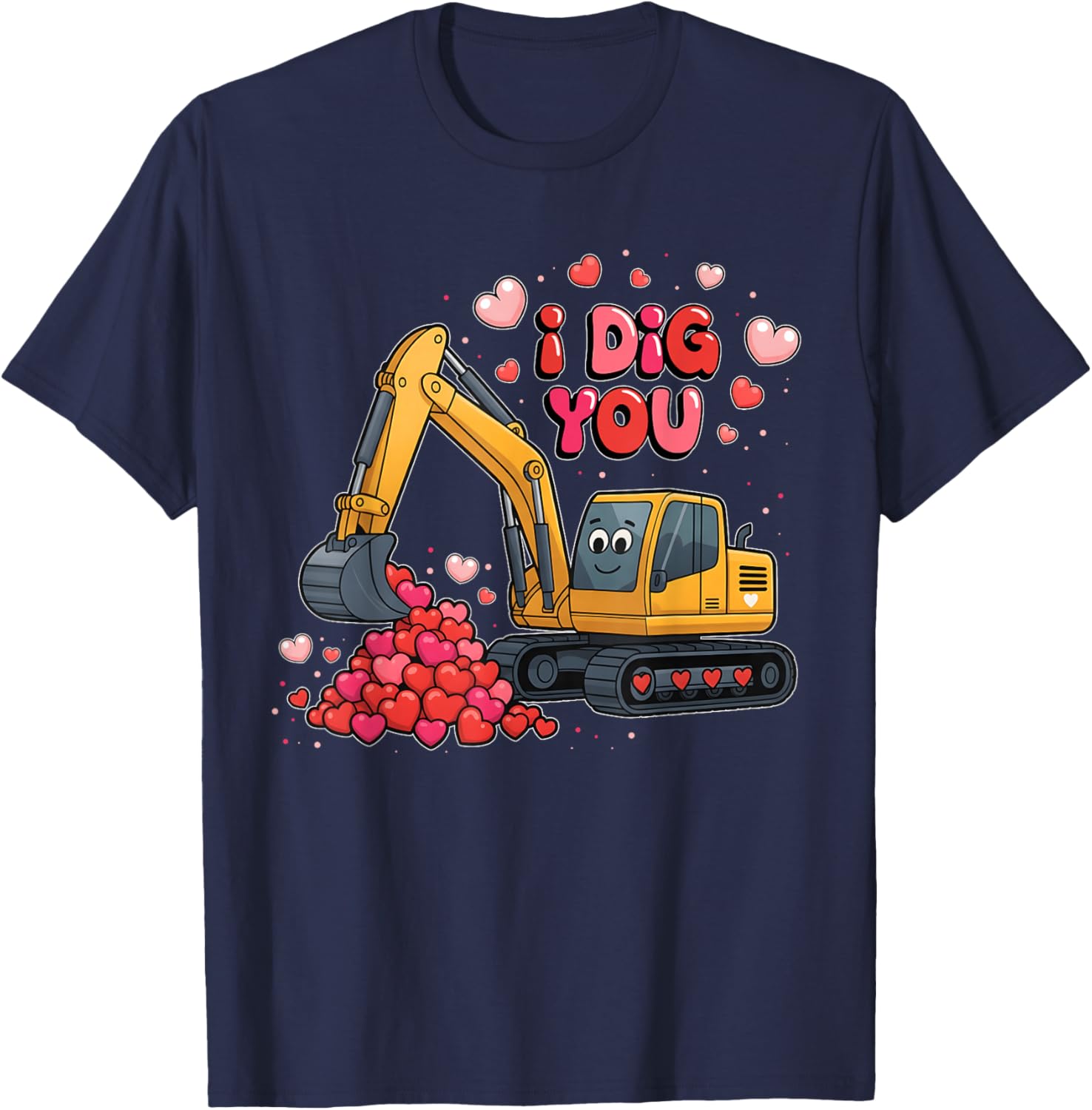 Valentine I Dig You Excavator Love Boy Men Kids Toddler T-Shirt - T-Shirt | Navy