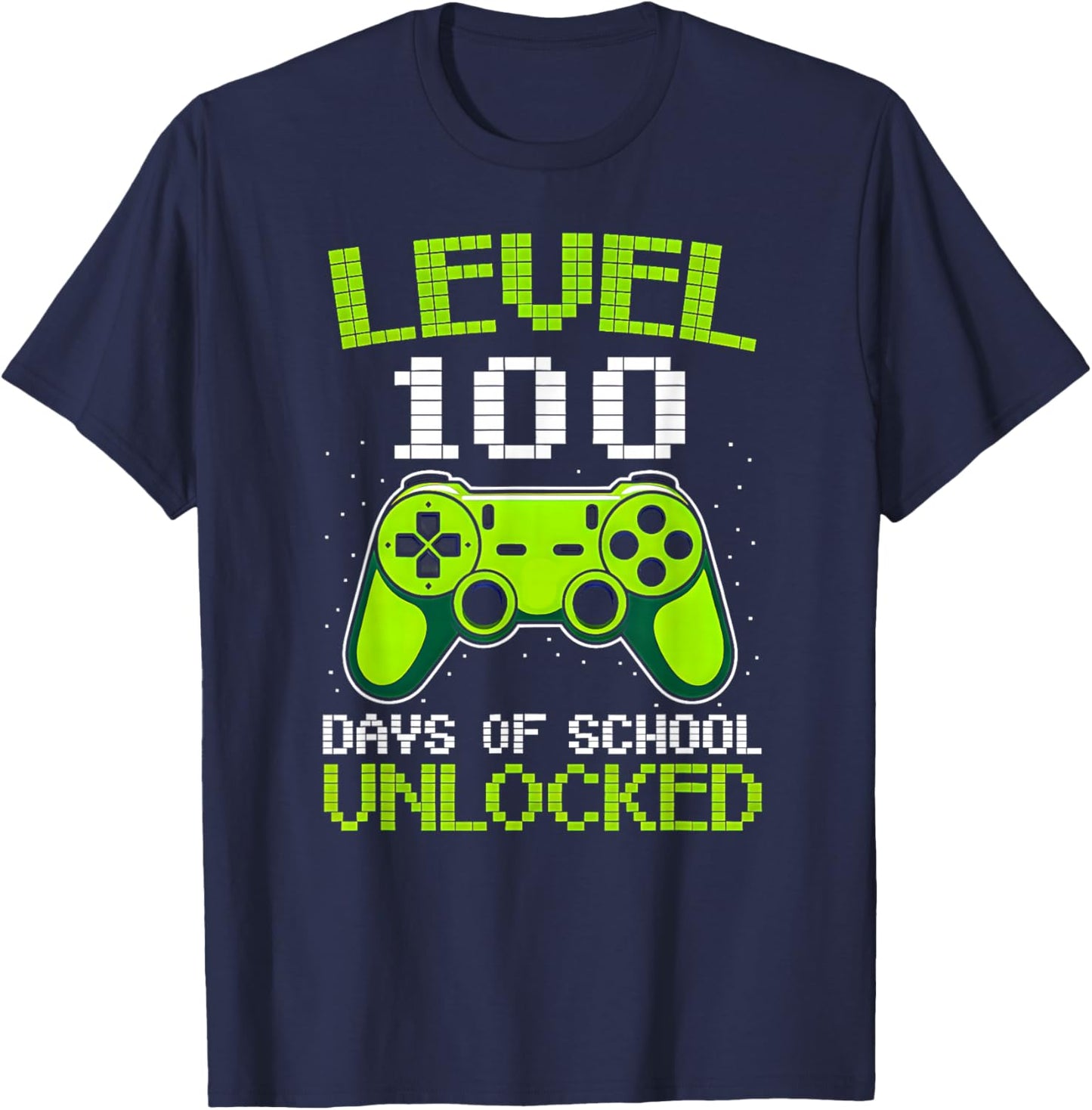 Level 100 Days of School Unlocked Video Gamer Boys 100th Day T-Shirt - T-Shirt | Navy